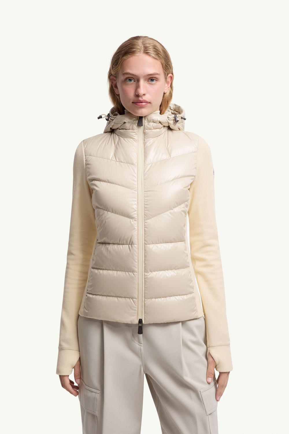 Padded Zip-Up Hoodie Women White Moncler 3