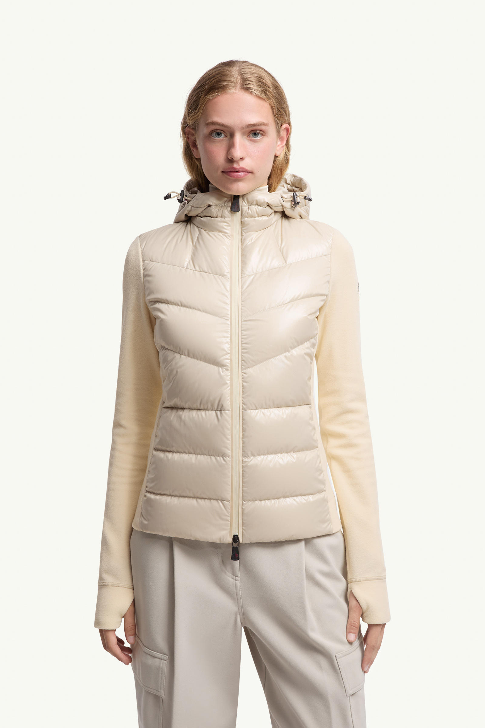 Padded Zip-Up Hoodie Women White Moncler 3