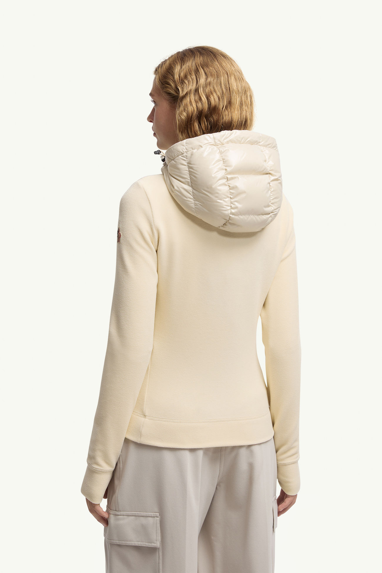 Kapuzenpullover aus wattiertem Fleece mit Reißverschluss Damen Weiß Moncler 4