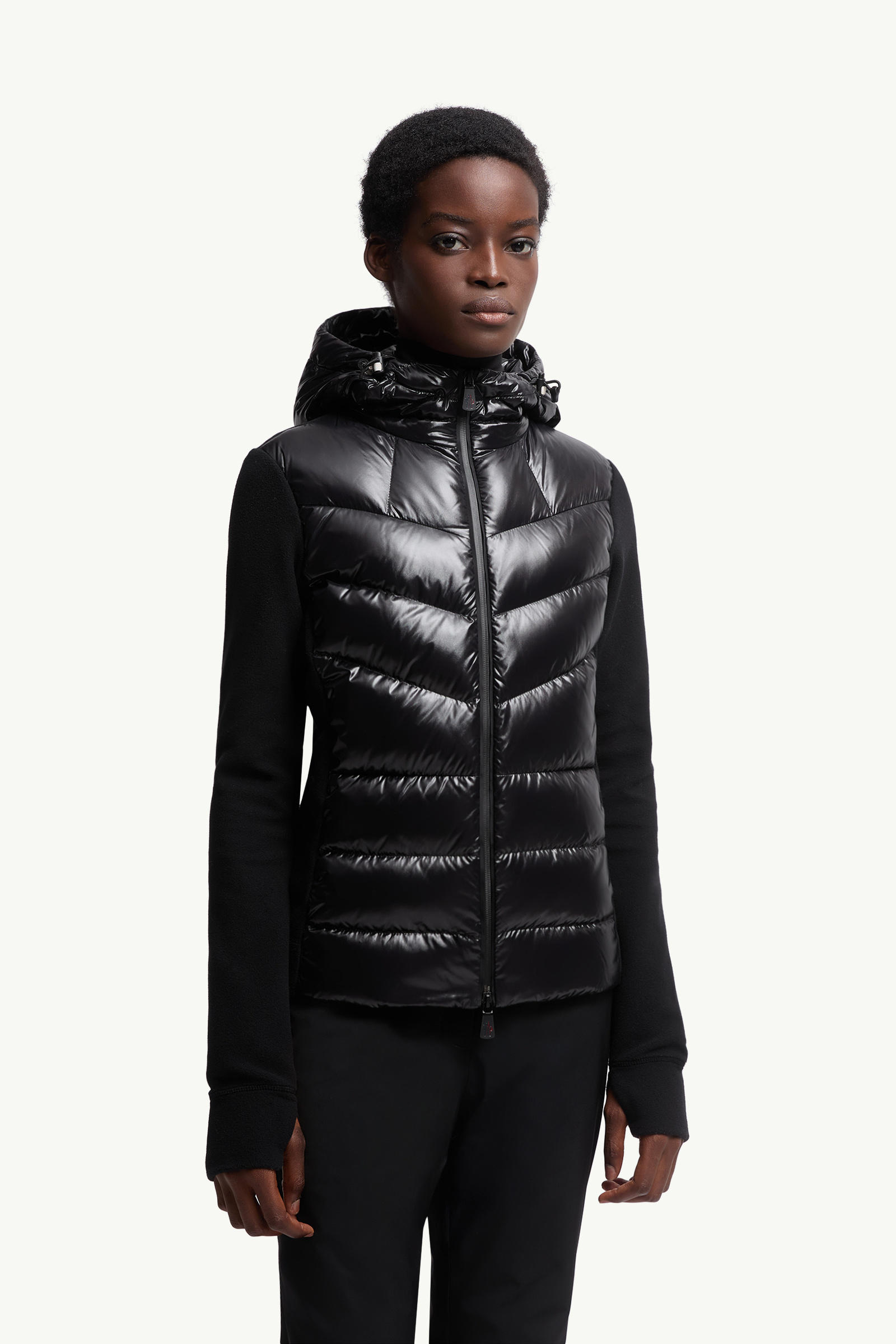 加衬抓绒拉链连帽卫衣 女士 黑色 Moncler 3