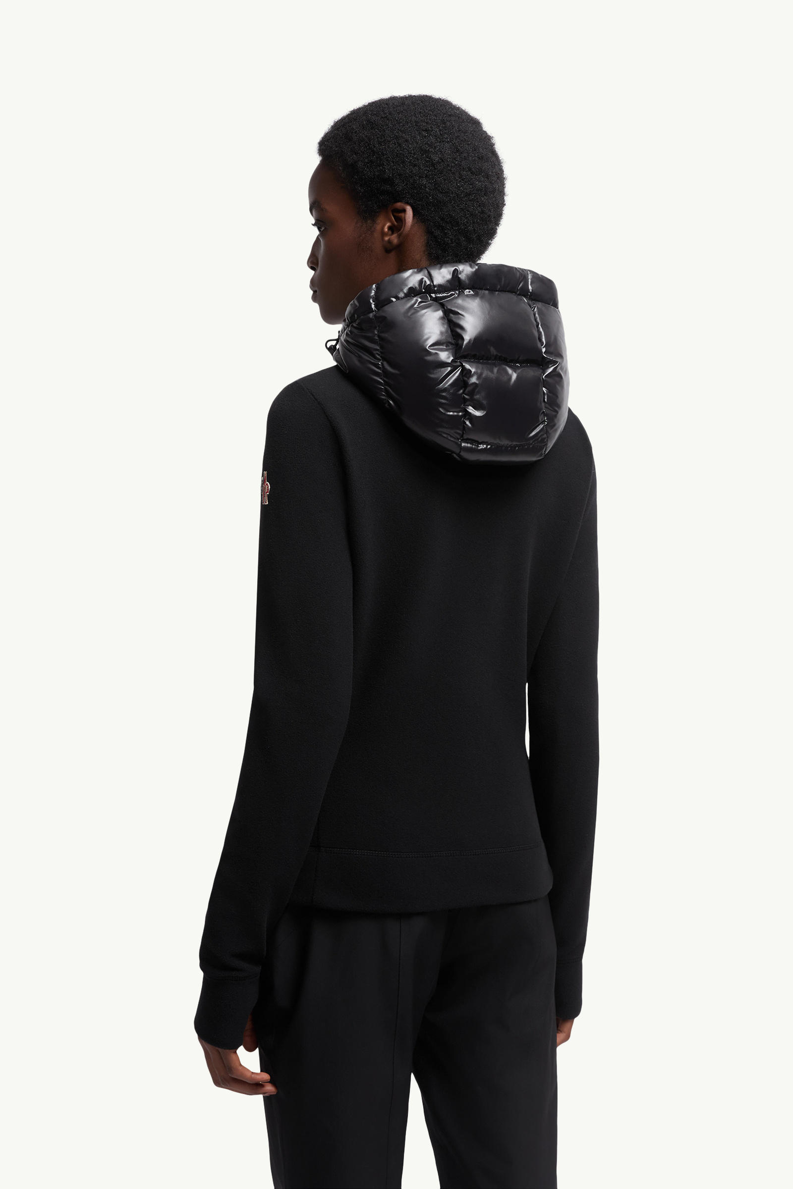 加衬抓绒拉链连帽卫衣 女士 黑色 Moncler 4