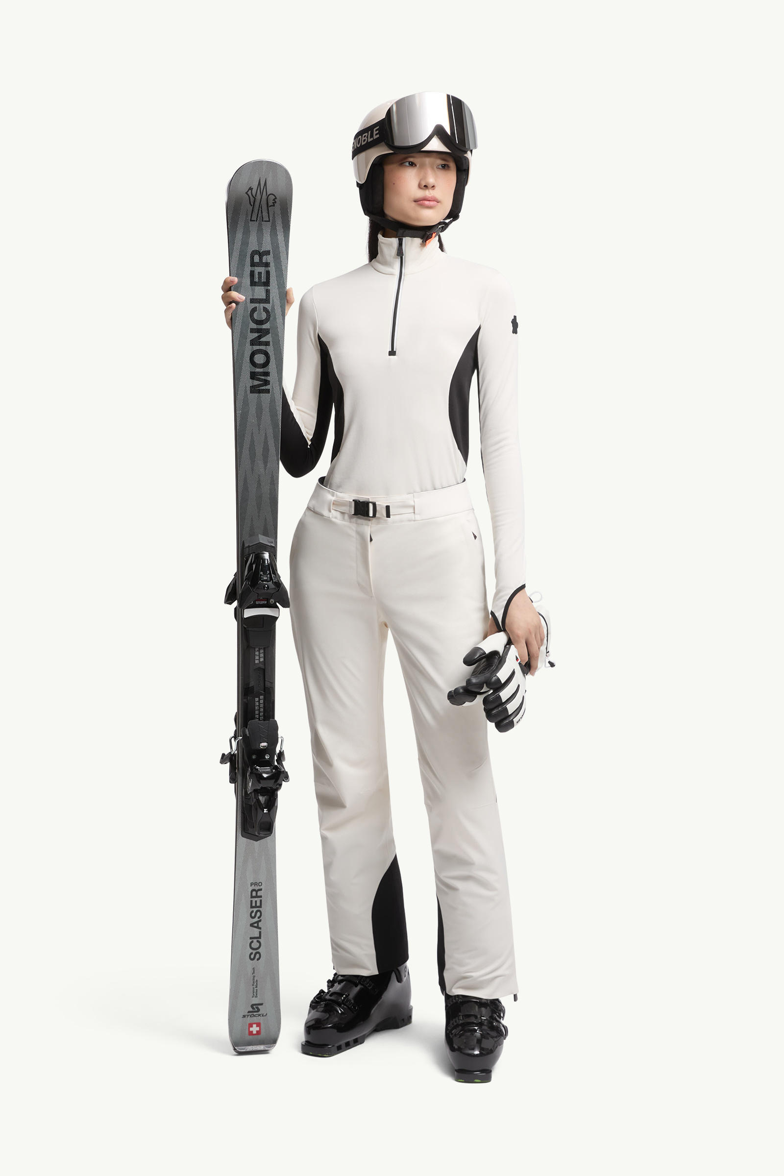 Pull à col roulé semi-zippé Femmes Blanc Moncler 0