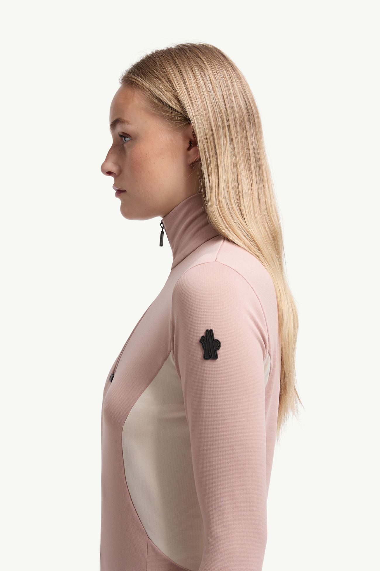 Rollkragenpullover mit halbem Reißverschluss Damen Pink Moncler 1