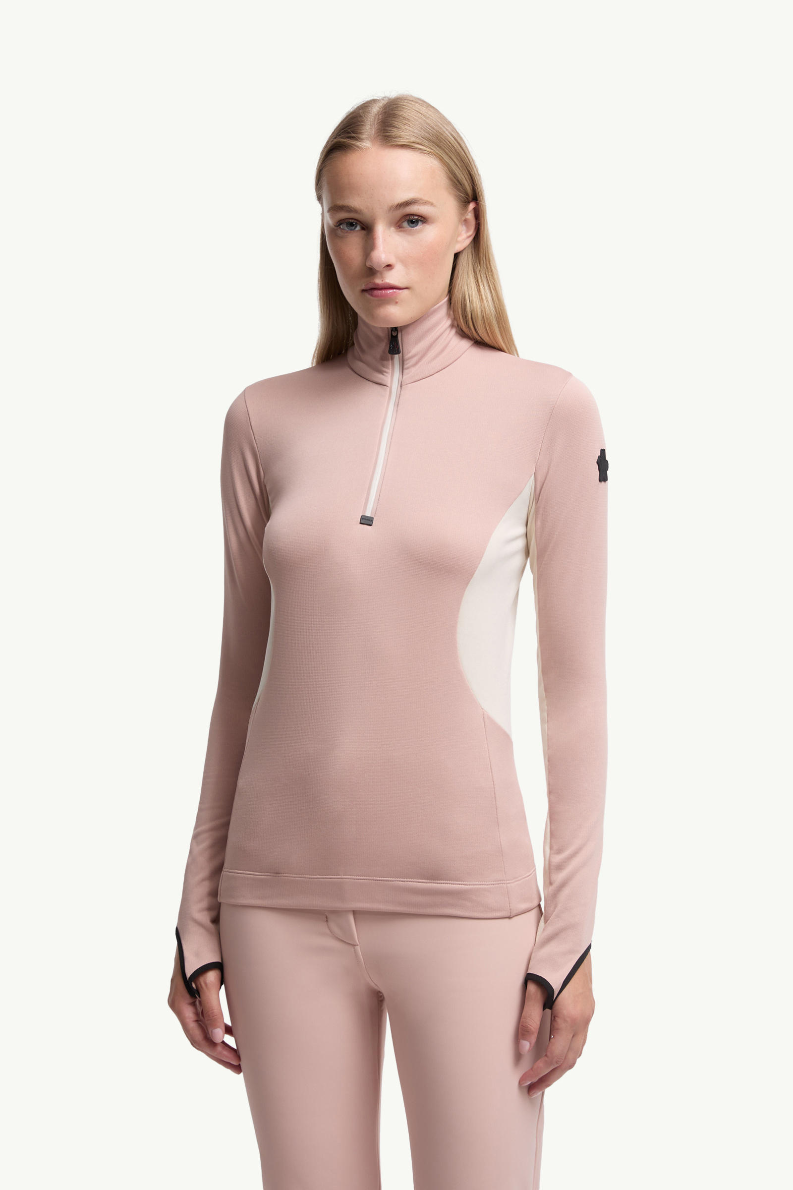 Prenda con cuello de tortuga y media cremallera Mujer Rosado Moncler 3
