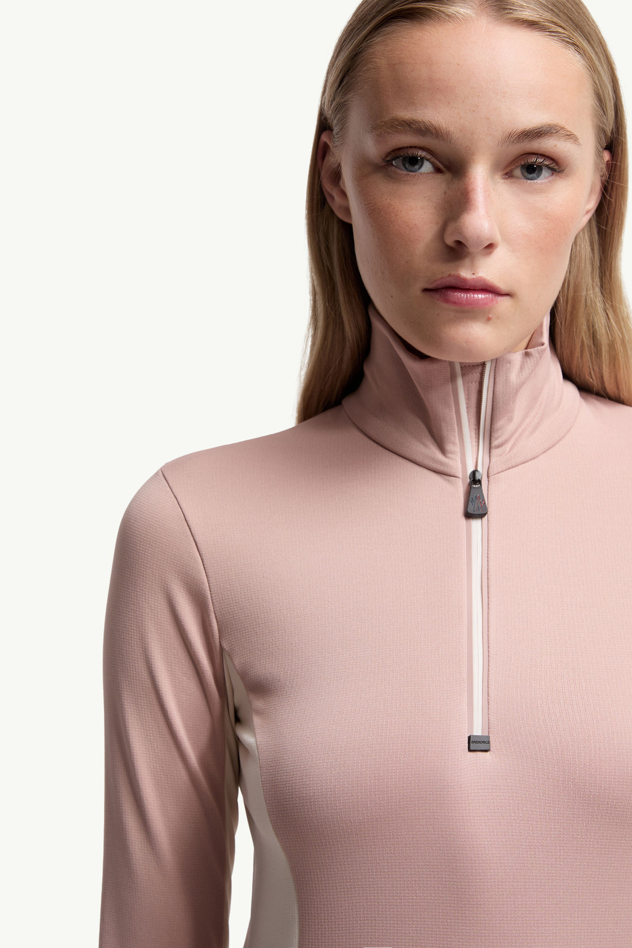 Prenda con cuello de tortuga y media cremallera Mujer Rosado Moncler 5