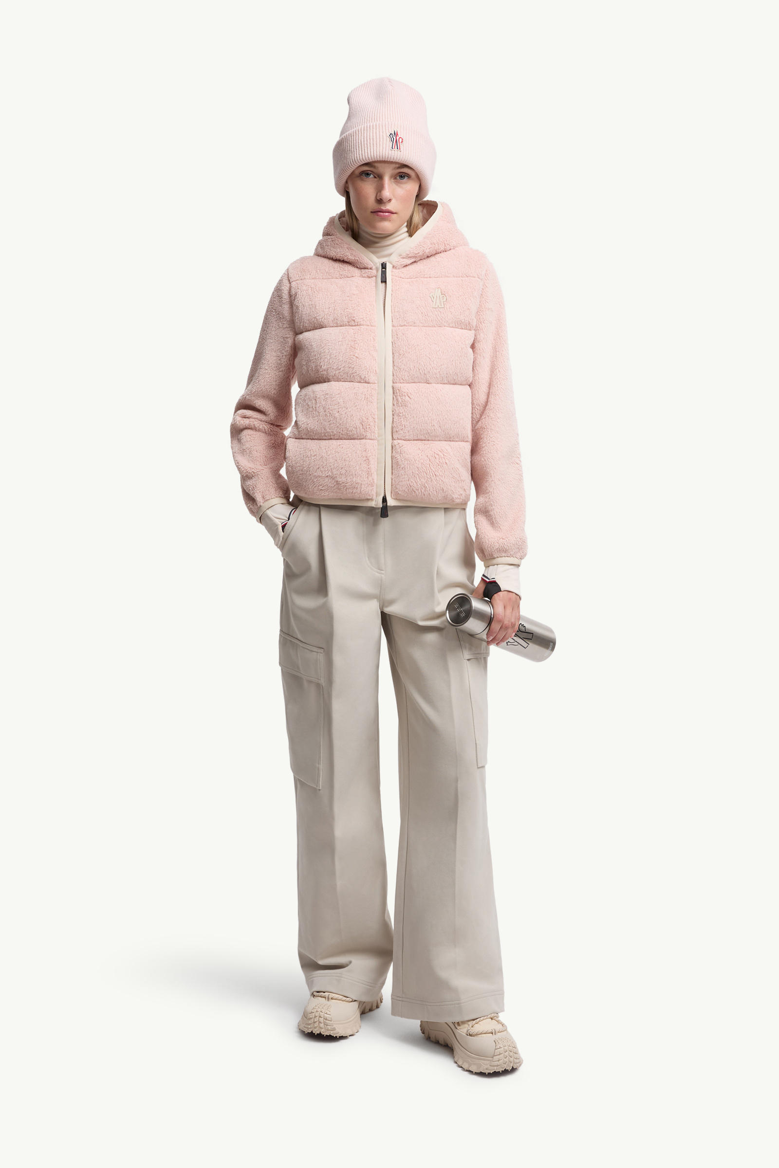 Padded Polartec® Zip-Up Hoodie Women Pink Moncler 0