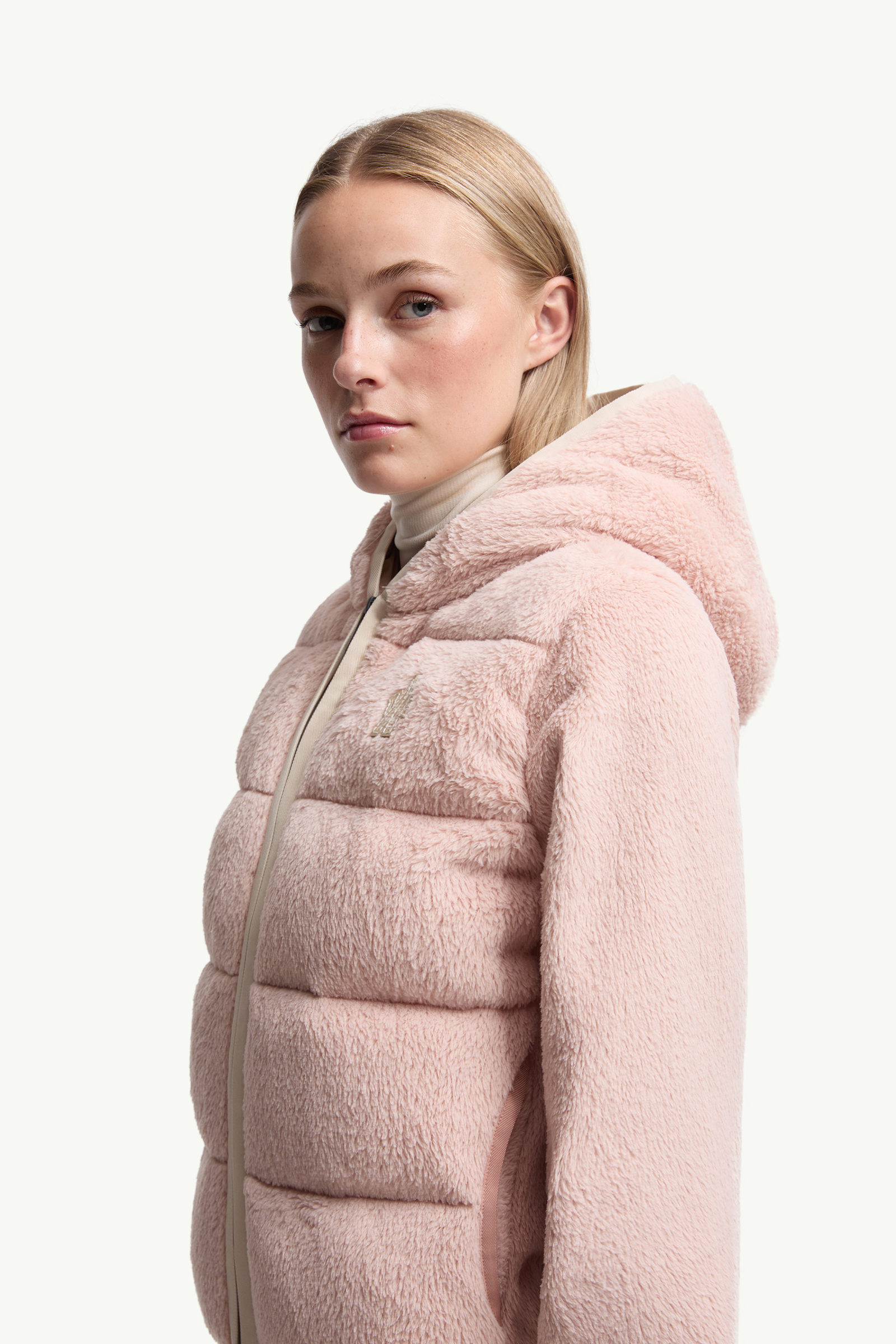 Padded Polartec® Zip-Up Hoodie Women Pink Moncler 1