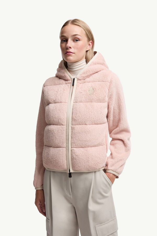 Padded Polartec® Zip-Up Hoodie Women Pink Moncler 3