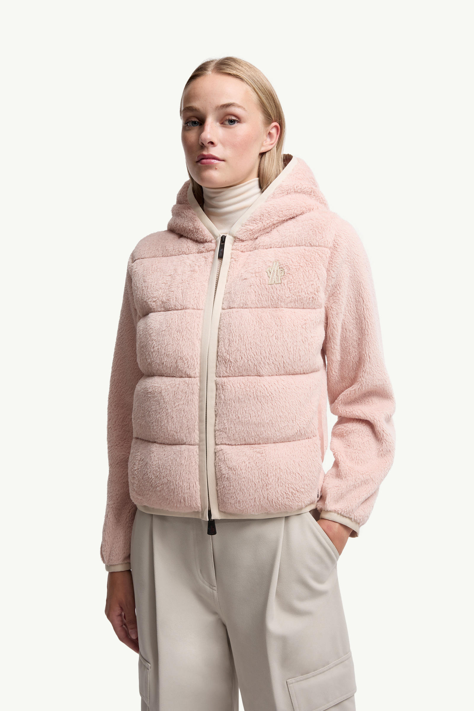 Padded Polartec® Zip-Up Hoodie Women Pink Moncler 3
