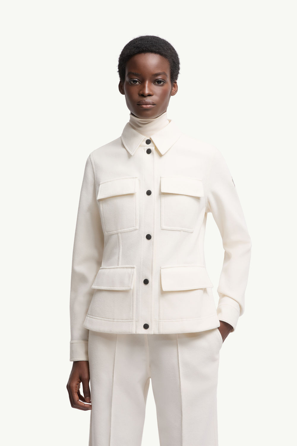 Interlock Long Sleeve Shirt Women White Moncler 3