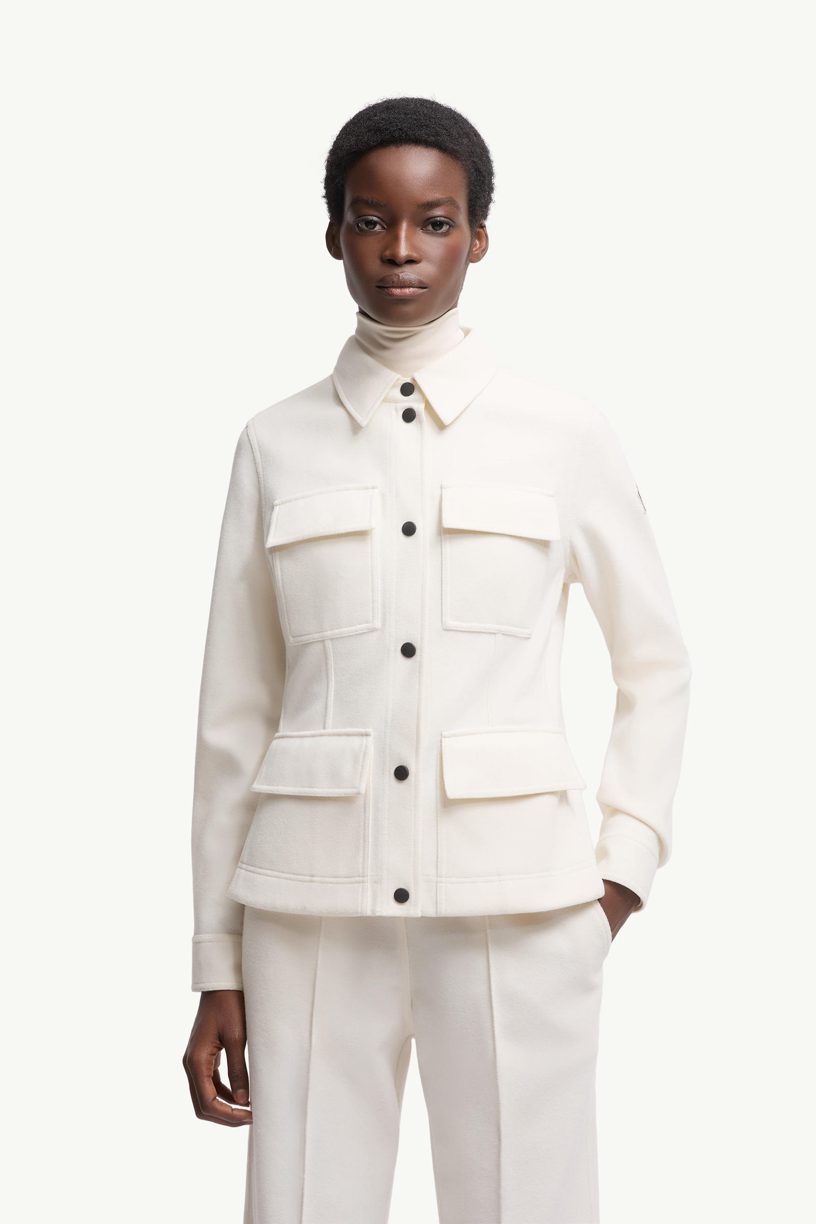 Interlock Long Sleeve Shirt Women White Moncler 3