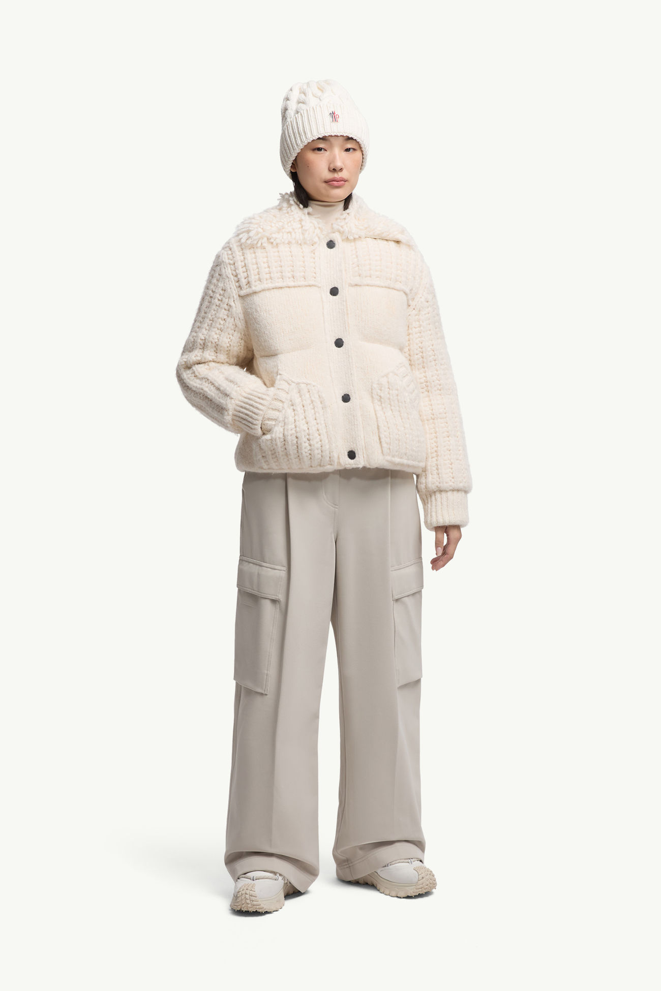 Hillehorn kurze Daunenjacke aus Alpakamischung Damen Weiß-Elfenbein Moncler 0