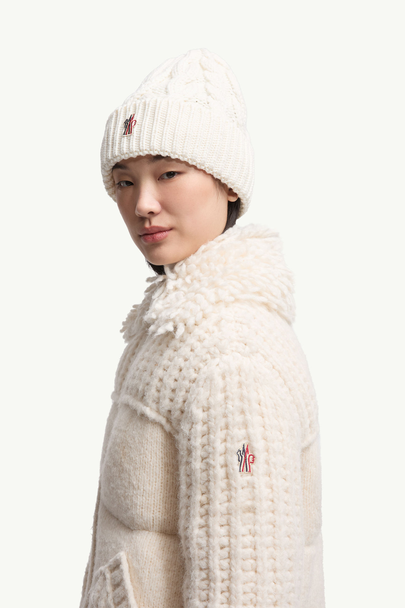 Hillehorn kurze Daunenjacke aus Alpakamischung Damen Weiß-Elfenbein Moncler 1