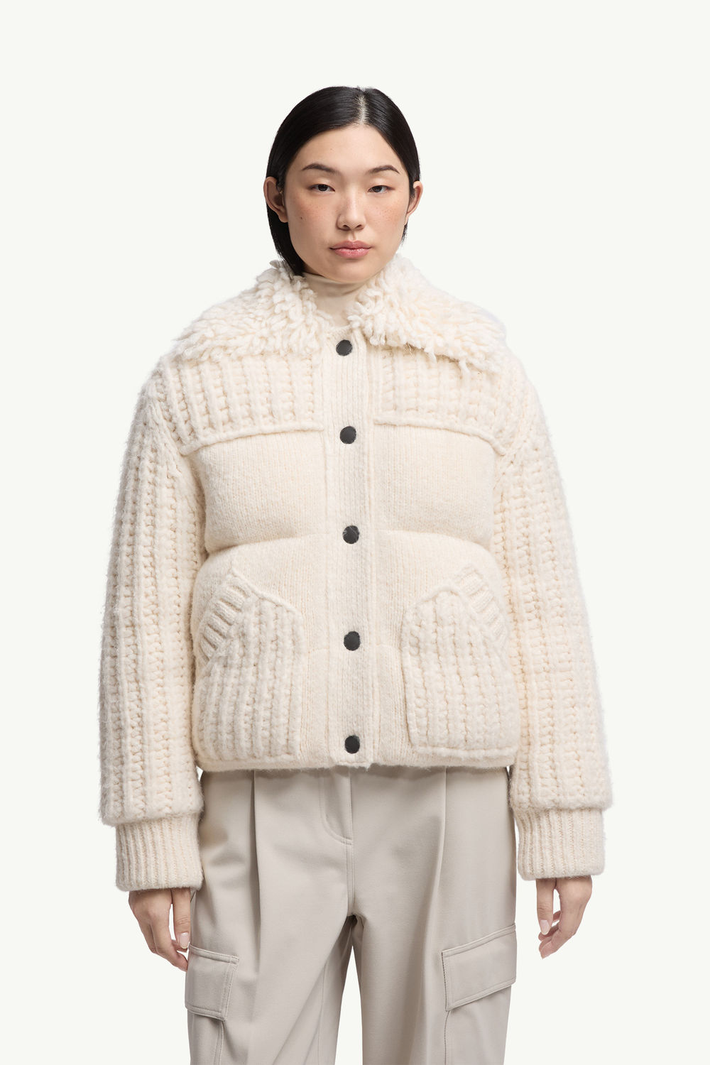 Hillehorn Alpaca Blend Short Down Jacket Women White Ivory Moncler 3