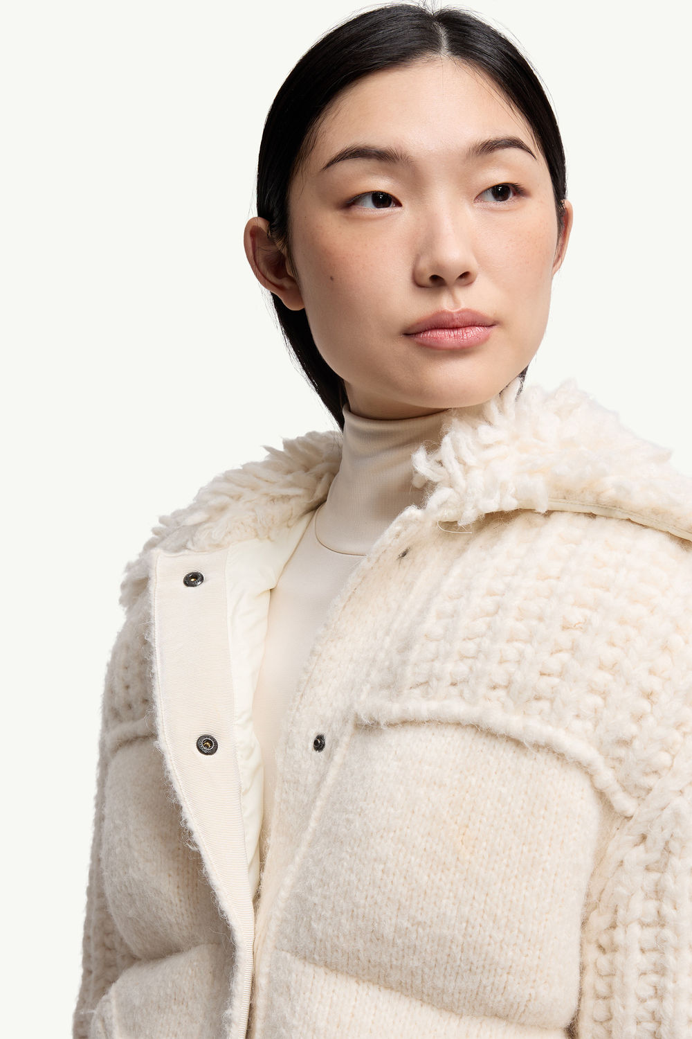 Hillehorn Alpaca Blend Short Down Jacket Women White Ivory Moncler 6