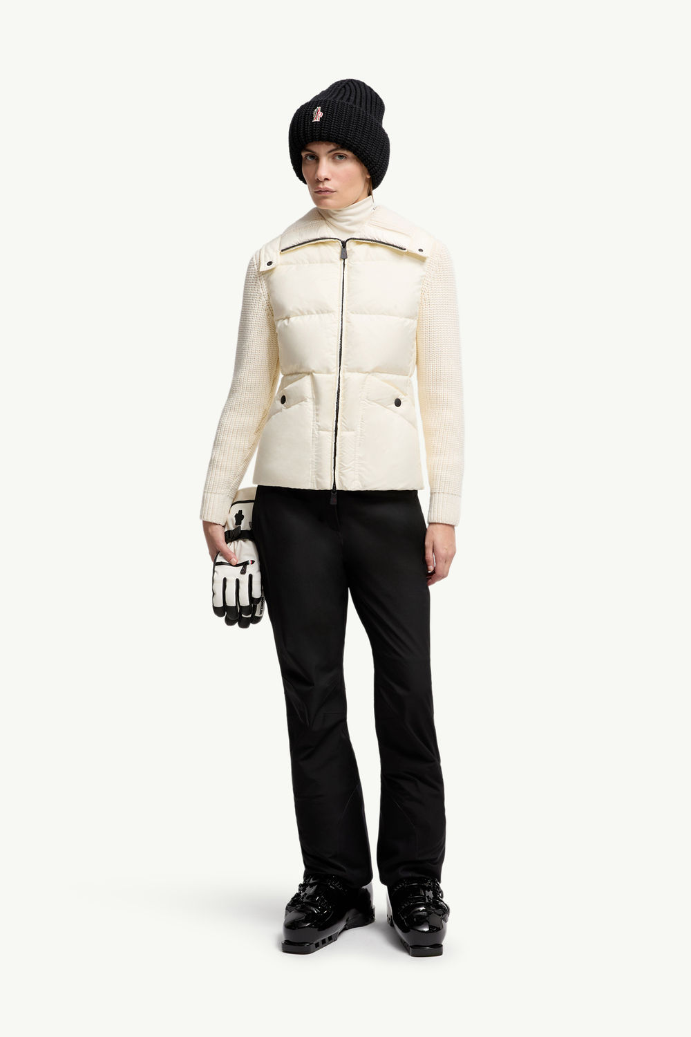 Padded Wool Zip-Up Cardigan Women White Ivory Moncler 0