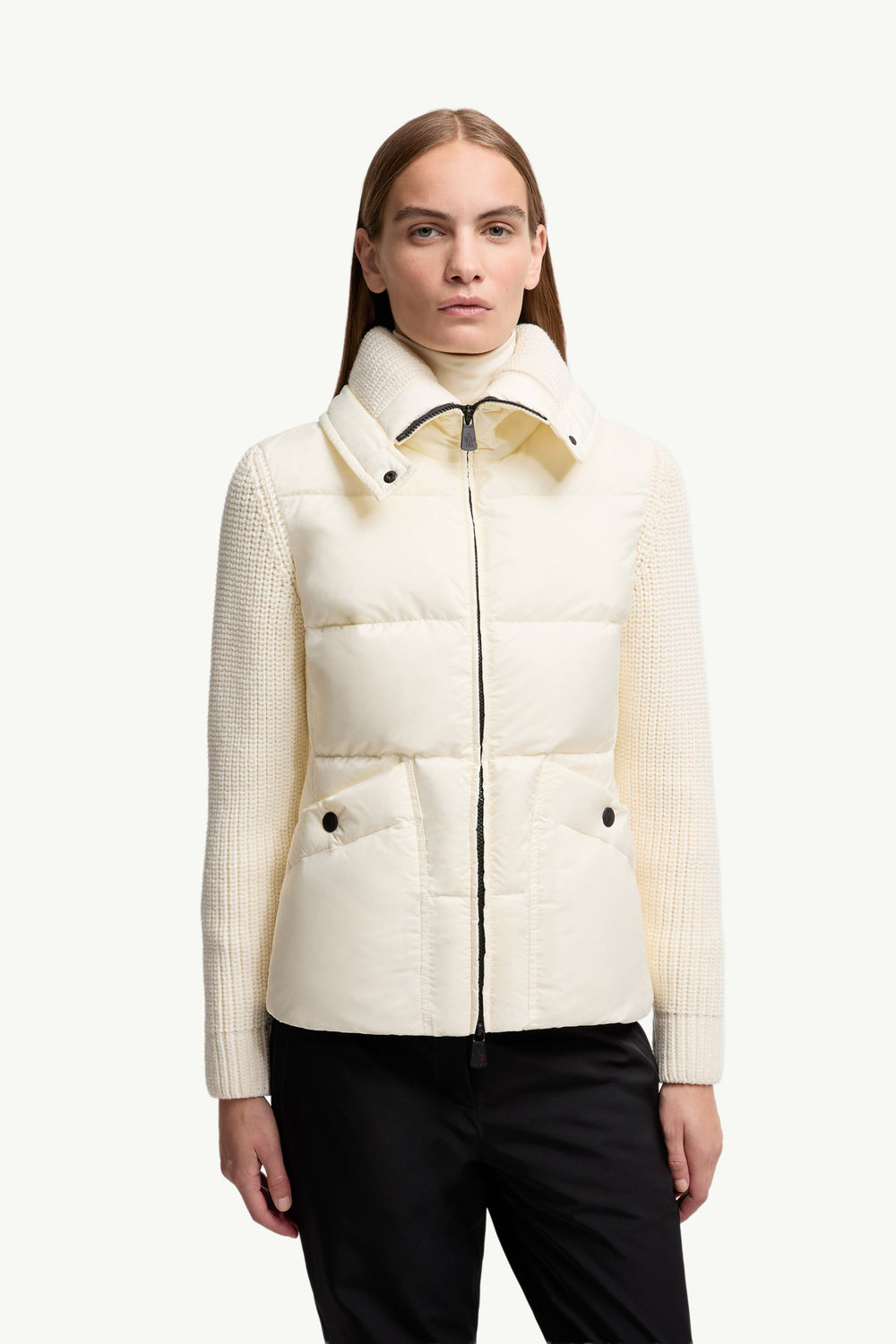 Padded Wool Zip-Up Cardigan Women White Ivory Moncler 3