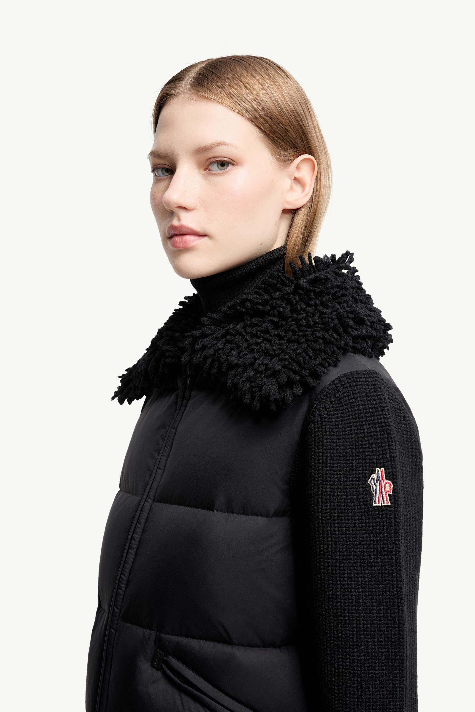 Padded Wool Zip-Up Cardigan Women Black Moncler 1