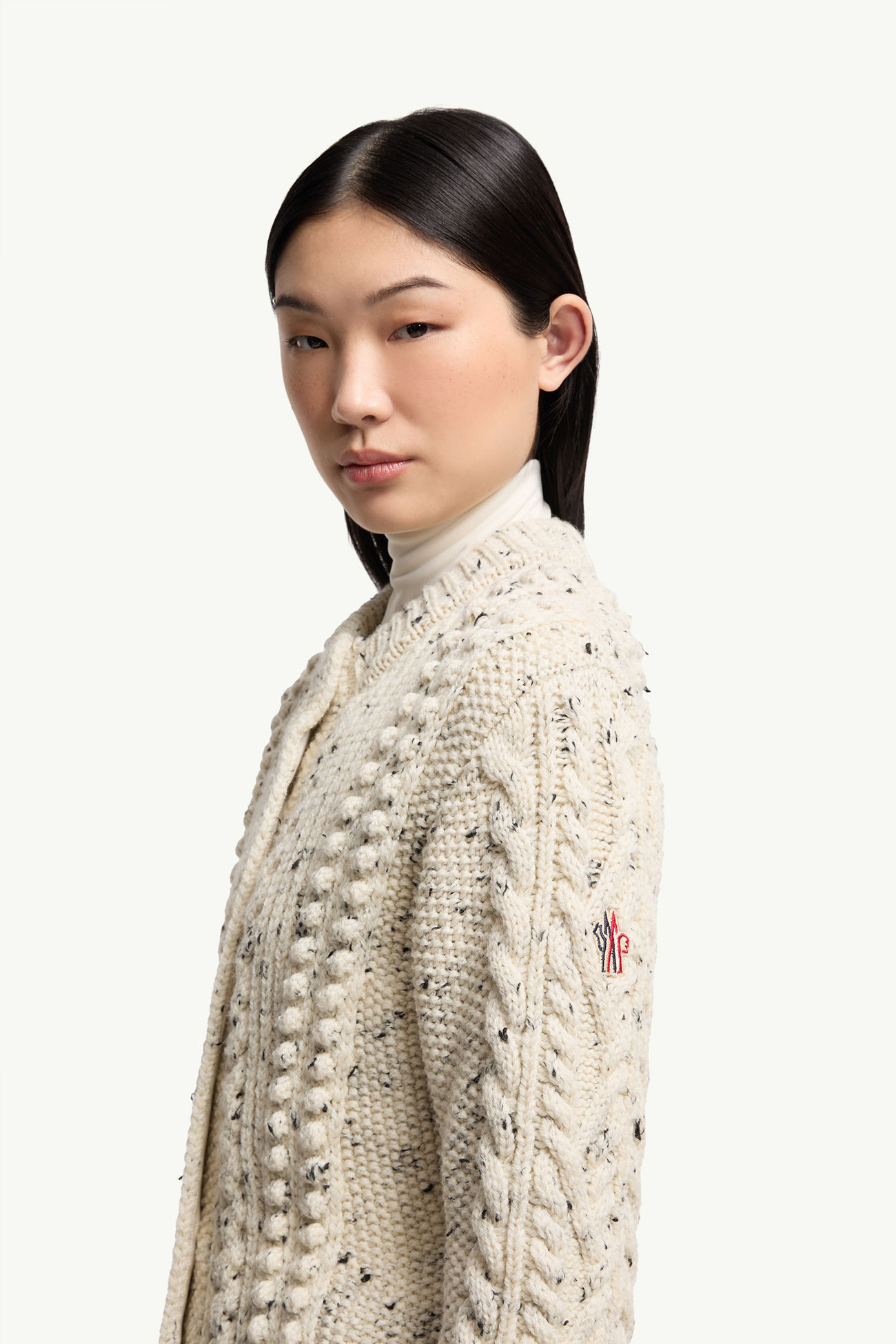Pull à col roulé en laine mélangée Femmes Blanc Ivoire Moncler 1