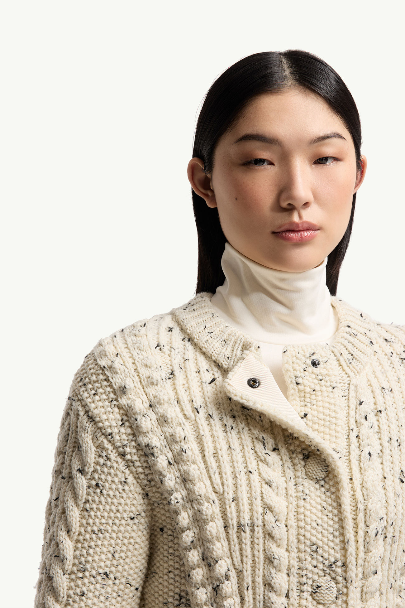 Pull à col roulé en laine mélangée Femmes Blanc Ivoire Moncler 5