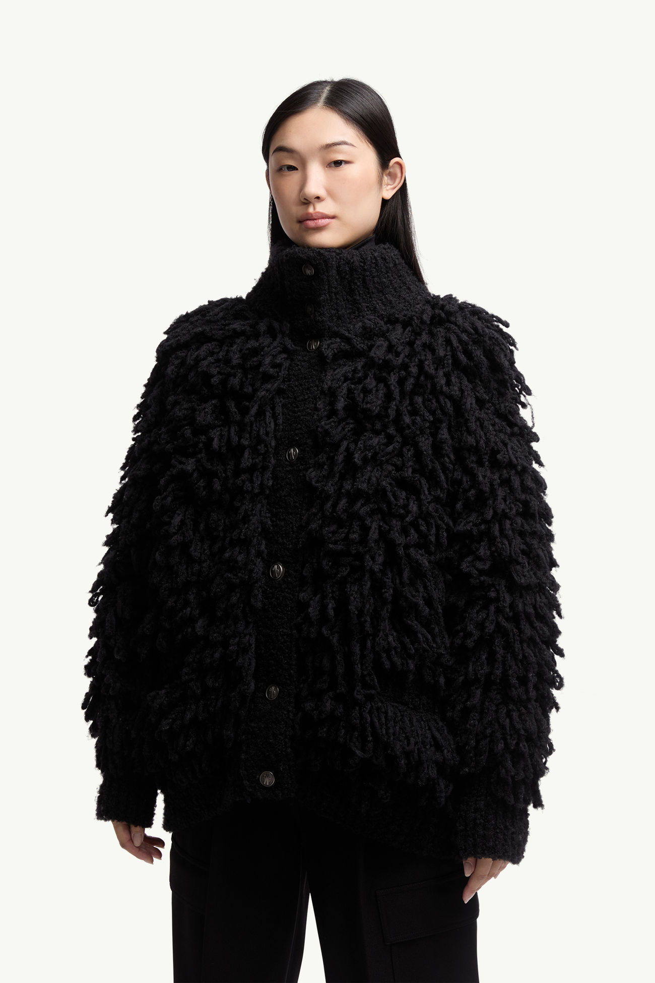 Strukturierte Strickjacke aus Wollmischung Damen Schwarz Moncler 3