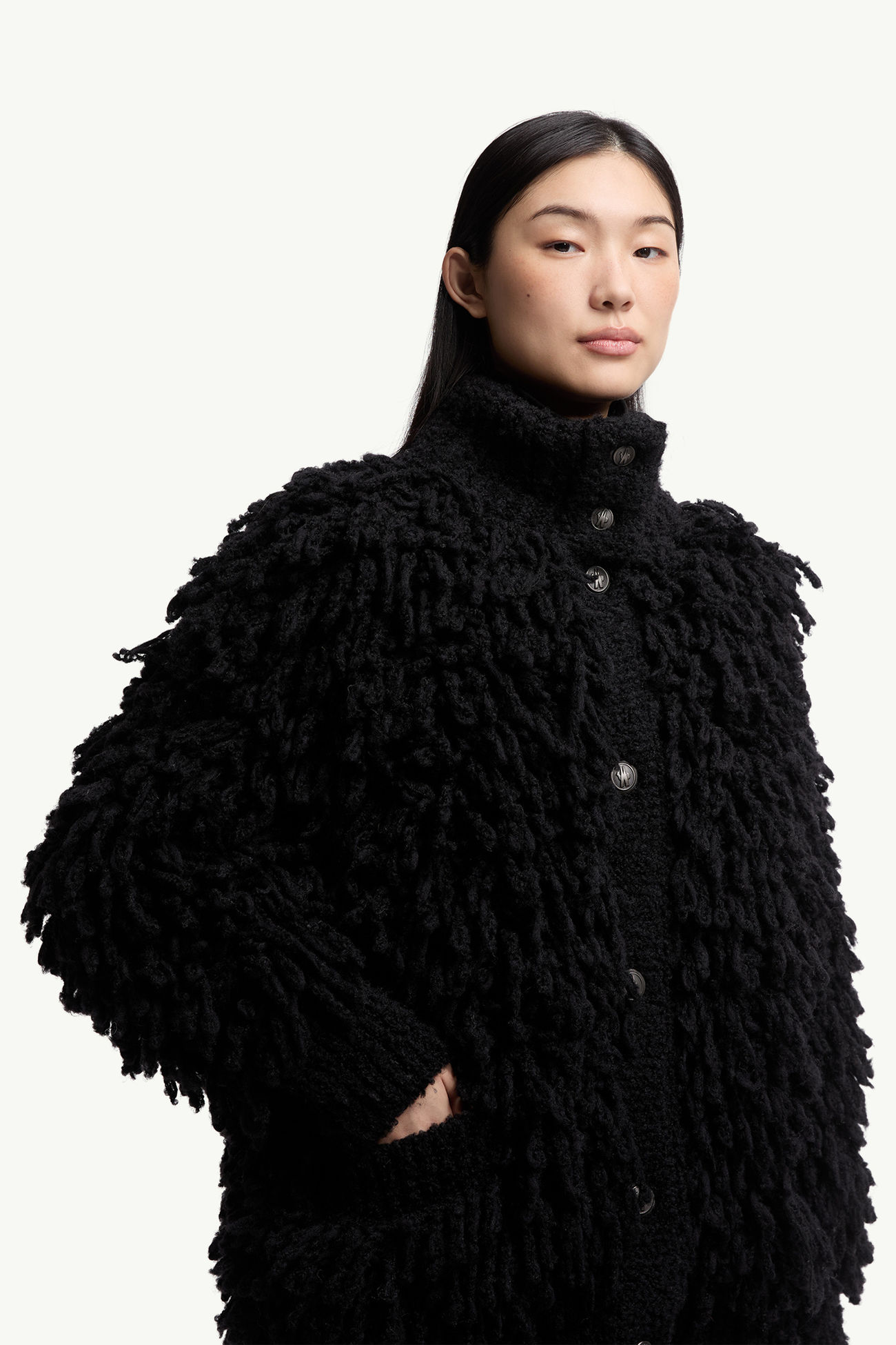 Cardigan testurizzato in misto lana Donna Nero Moncler 5