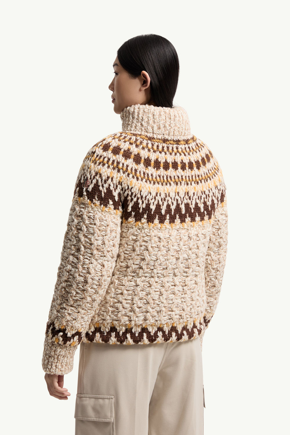 Girose Wool Blend Zip-Up Cardigan Women Beige & Brown Moncler 3