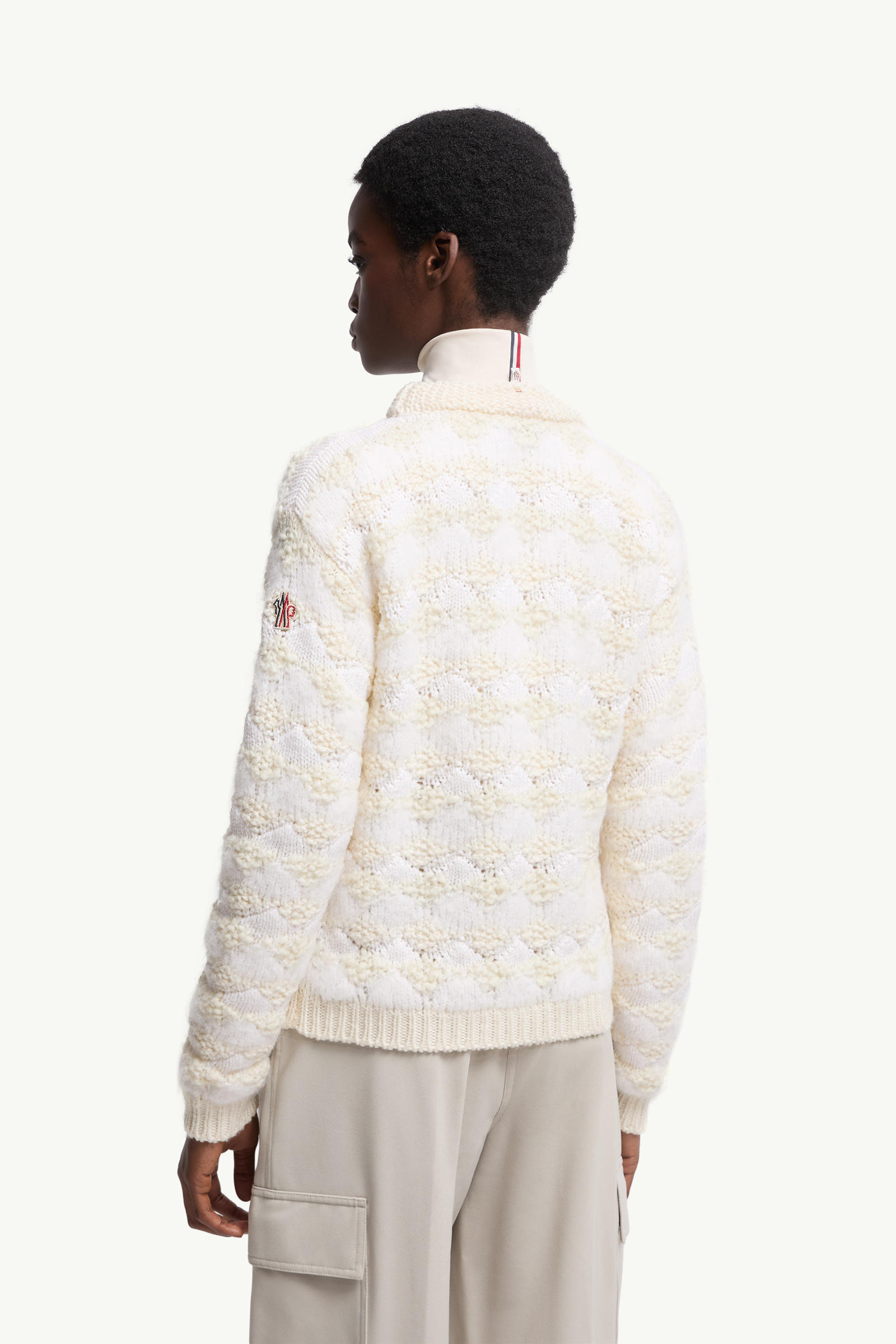 Jersey de rayas de mezcla de lana y alpaca Mujer Blanco Marfil Moncler 4