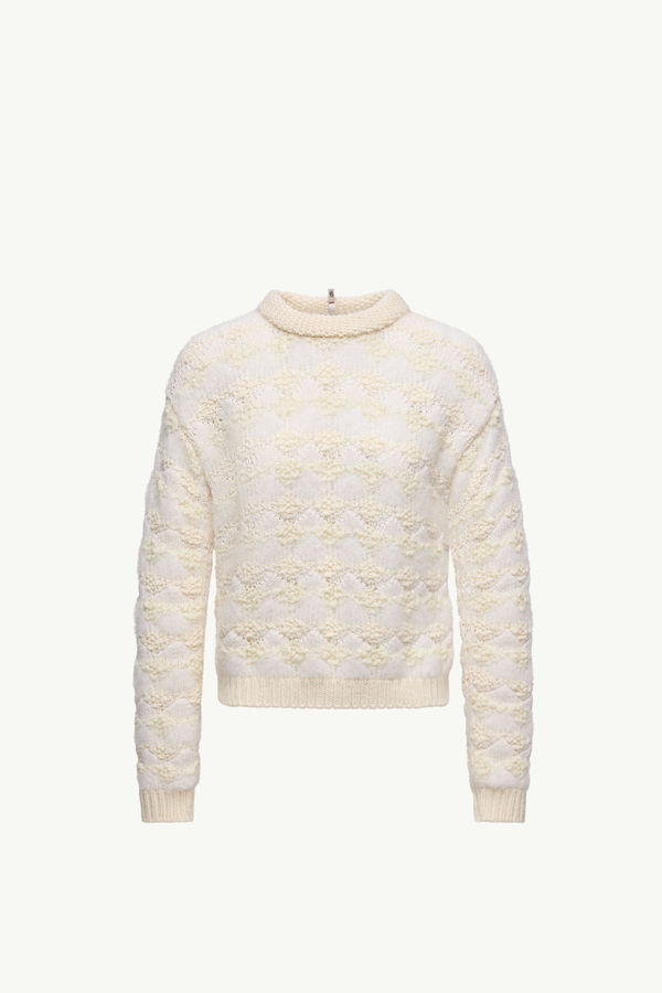 Jersey de rayas de mezcla de lana y alpaca Mujer Blanco Marfil Moncler 2
