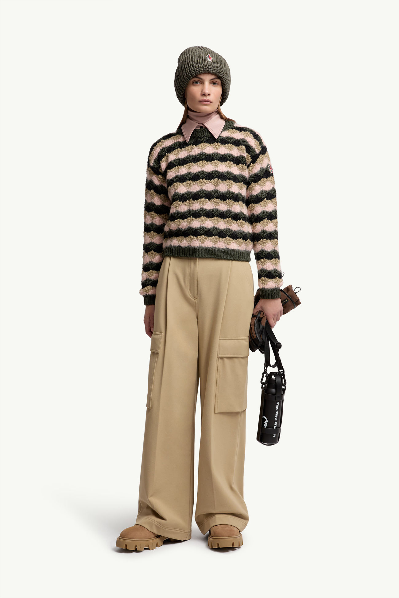 Maglione a Righe in Misto Lana e Alpaca Donna Multicolor Moncler 0