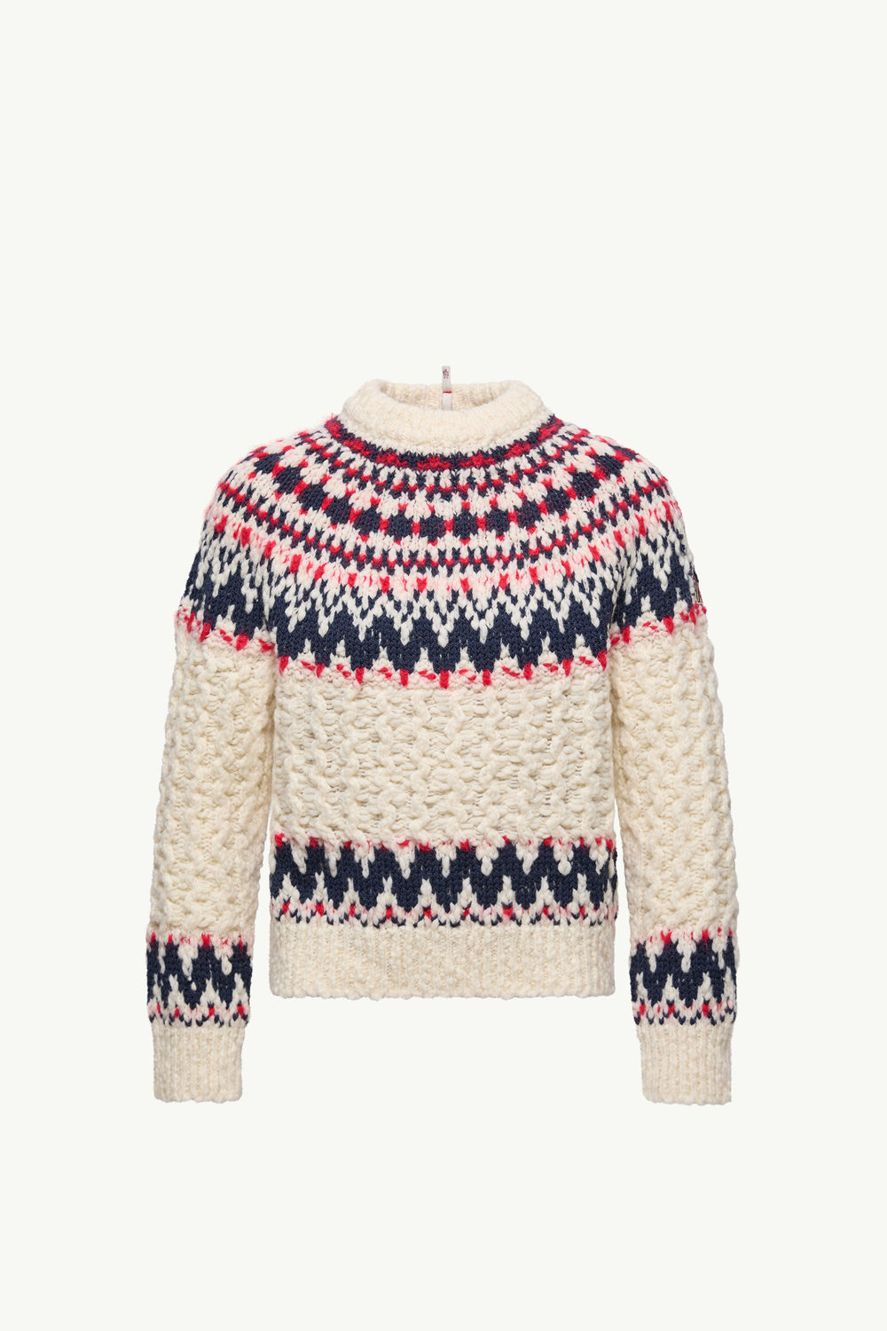 Geometric Jacquard Wool Blend Jumper Women White & Blue & Red Moncler 2