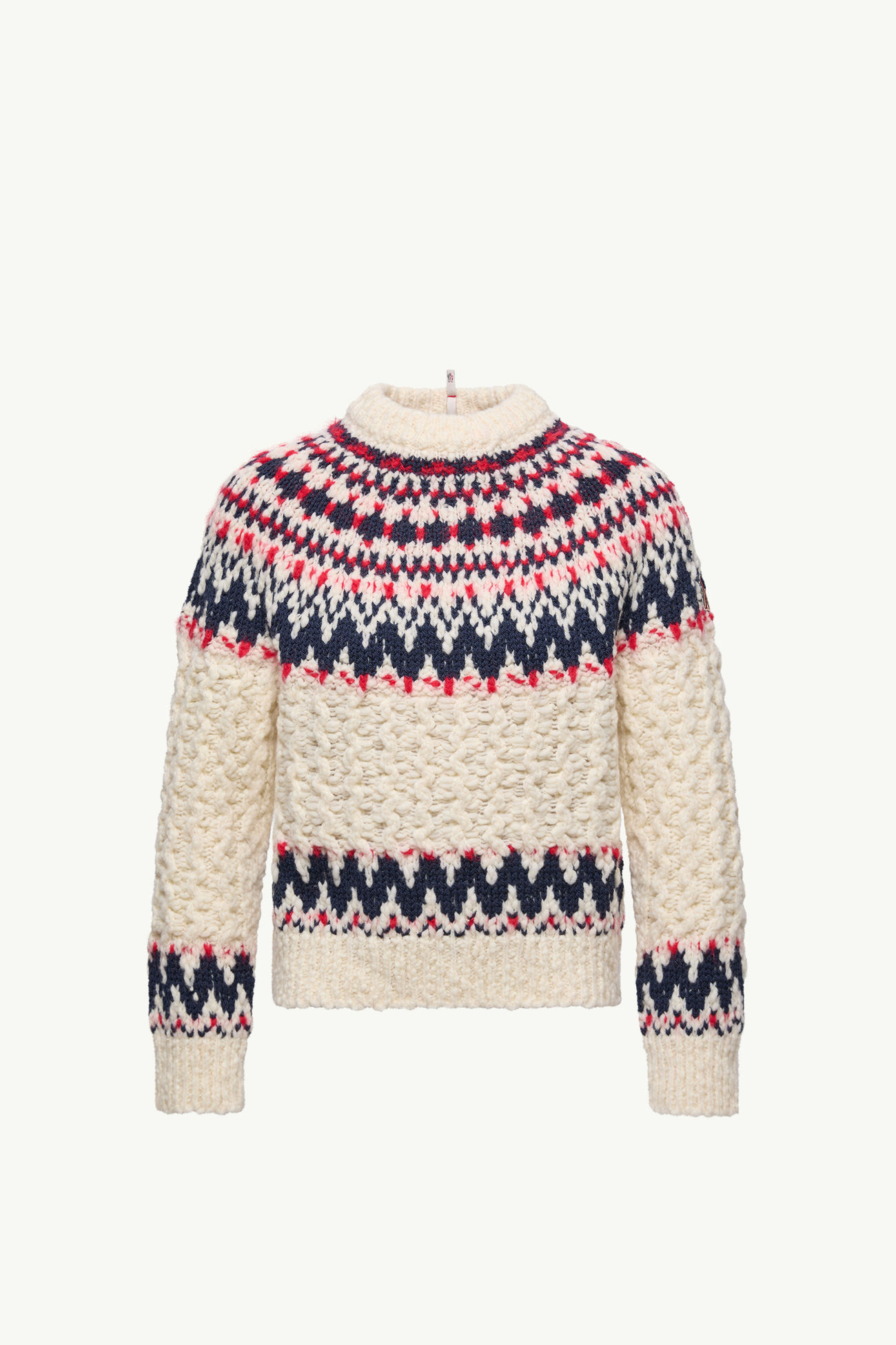 Geometric Jacquard Wool Blend Sweater Women White & Blue & Red Moncler 2