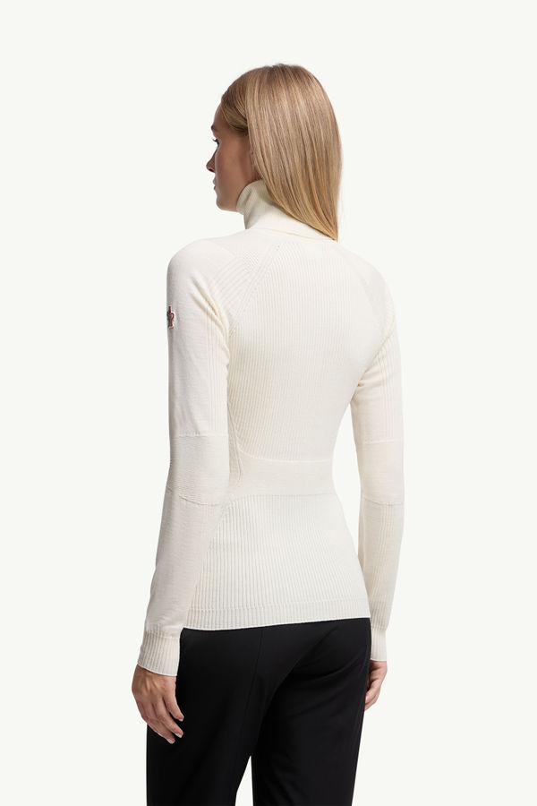 Wool Blend Polo Neck Jumper Women White Moncler 4