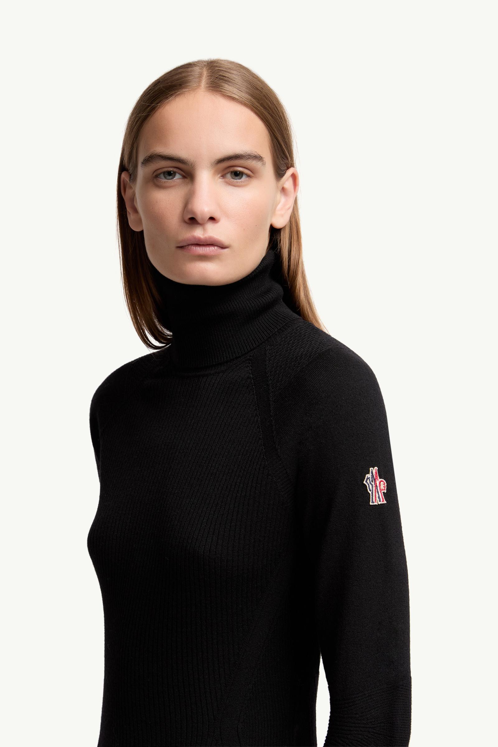 Wool Blend Polo Neck Jumper Women Black Moncler 1