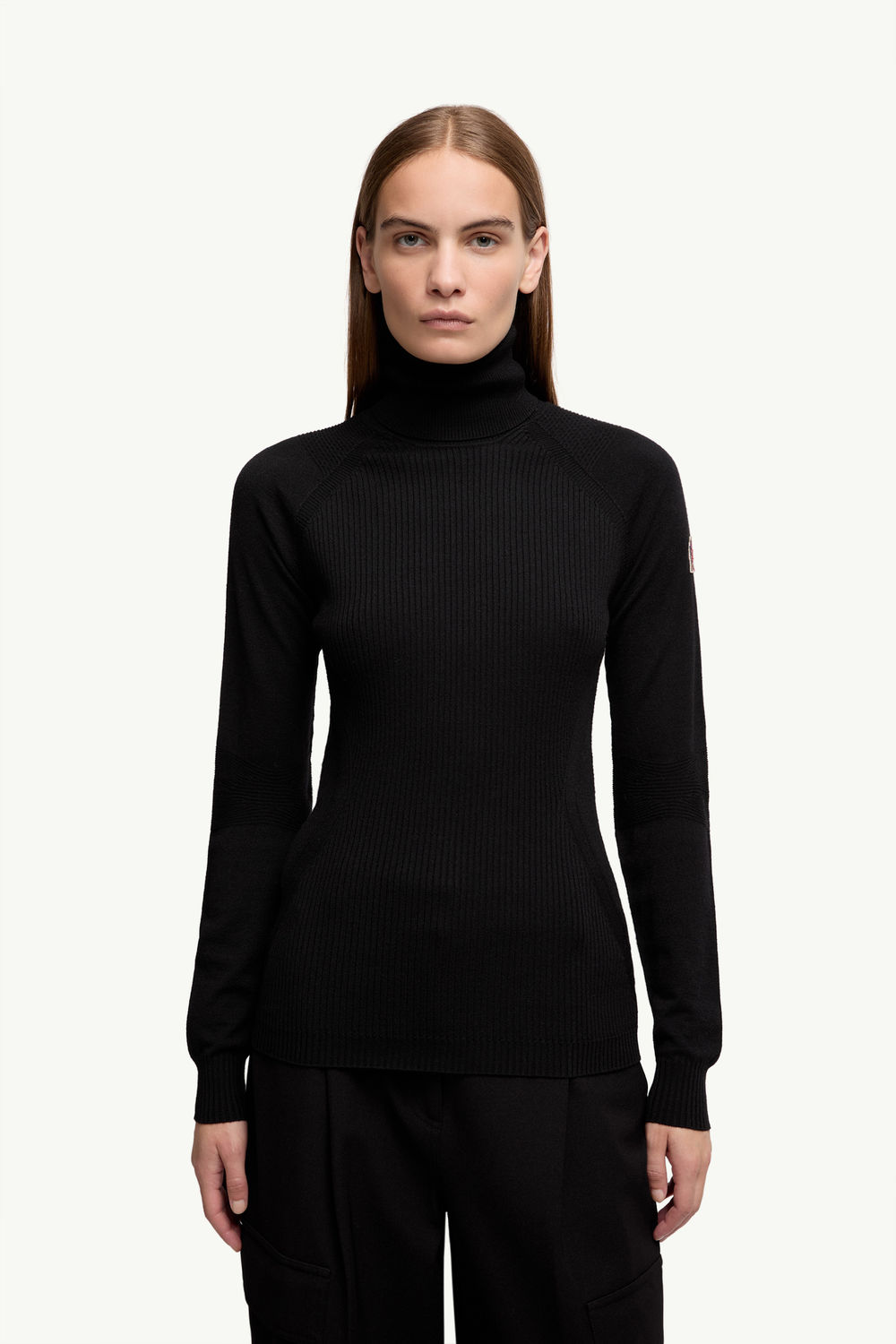 Wool Blend Polo Neck Jumper Women Black Moncler 3