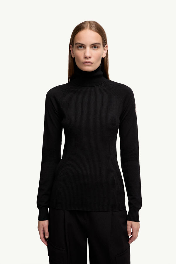 Wool Blend Polo Neck Jumper Women Black Moncler 3