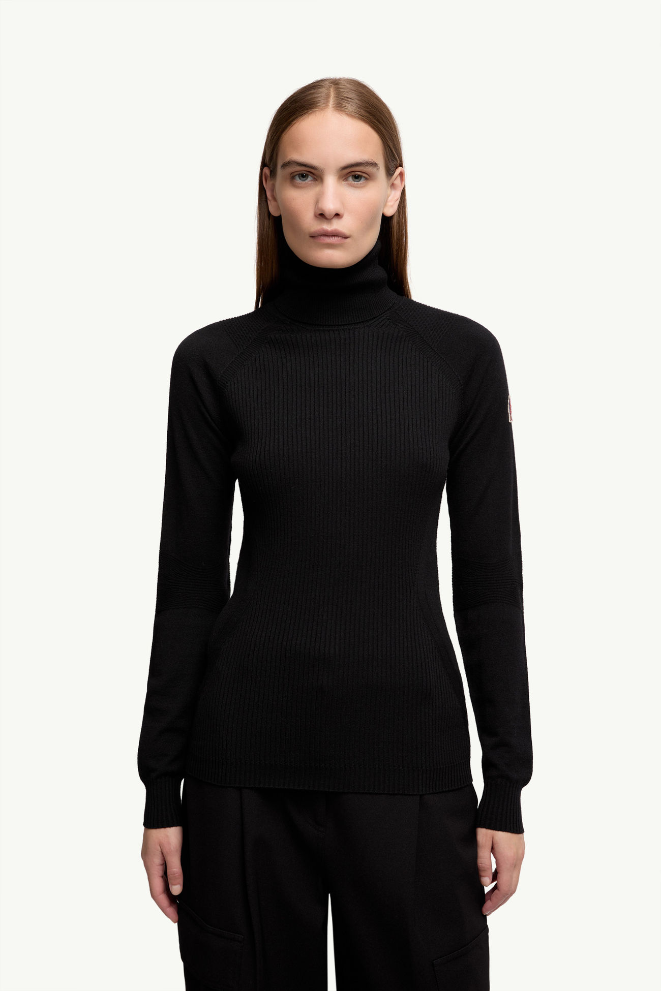 Wool Blend Turtleneck Sweater Women Black Moncler 3