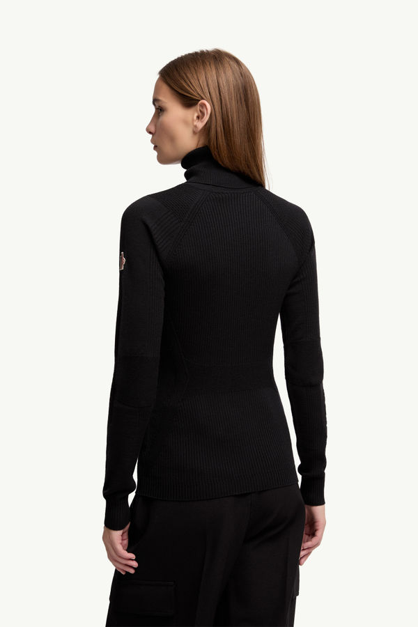 Wool Blend Polo Neck Jumper Women Black Moncler 4