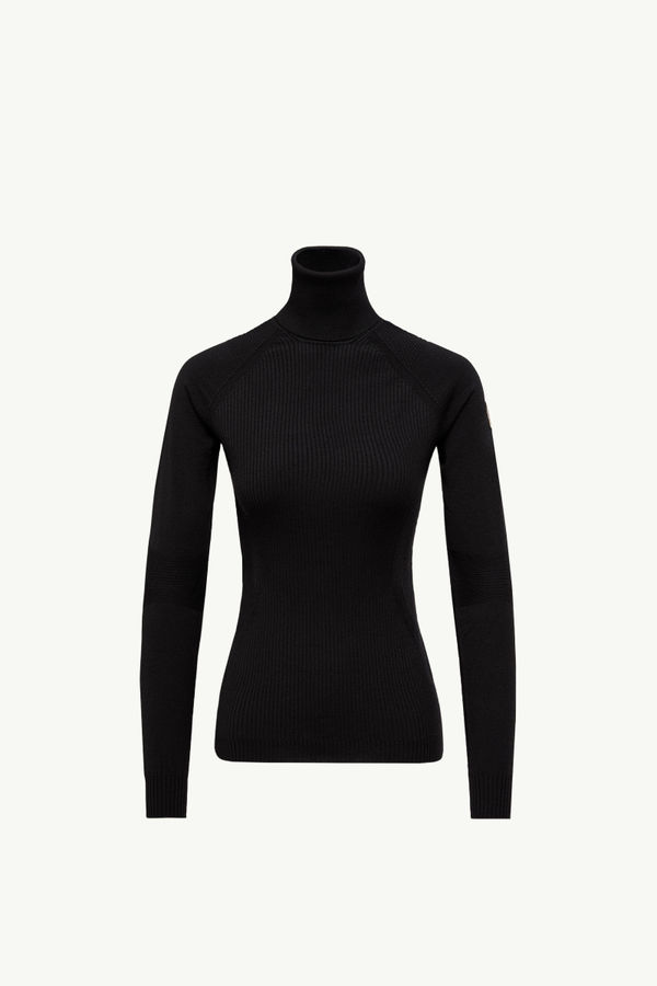 Wool Blend Polo Neck Jumper Women Black Moncler 2