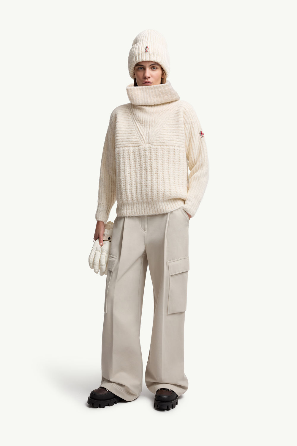 Alpaca Blend Polo Neck Jumper Women White Ivory Moncler 0
