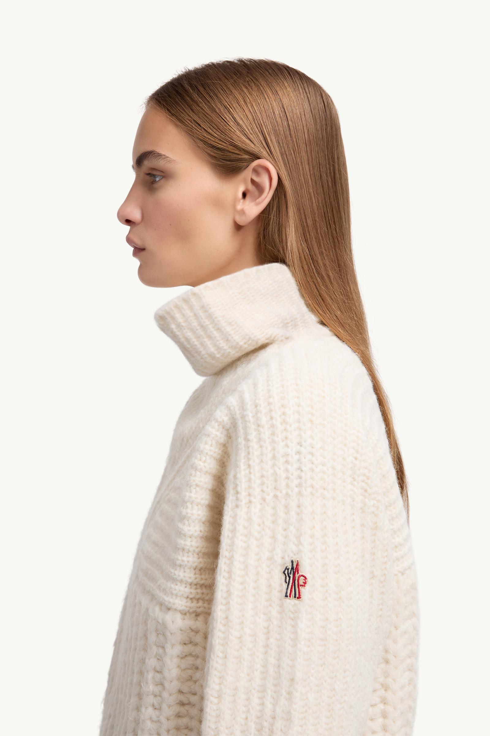 Alpaca Blend Polo Neck Jumper Women White Ivory Moncler 1