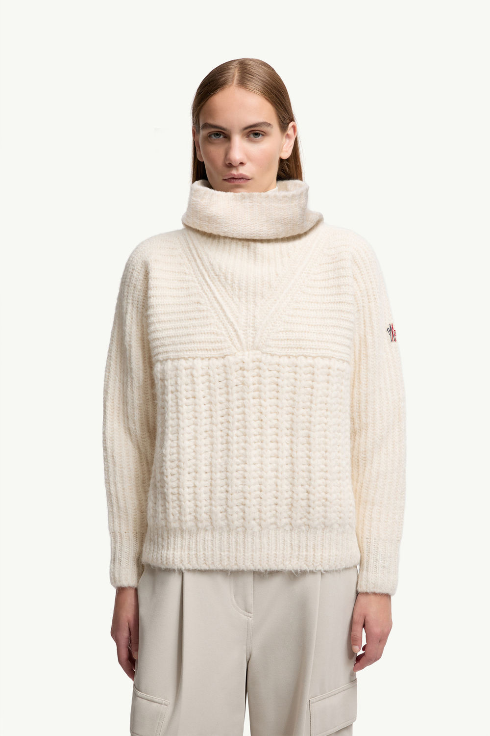 Alpaca Blend Polo Neck Jumper Women White Ivory Moncler 3
