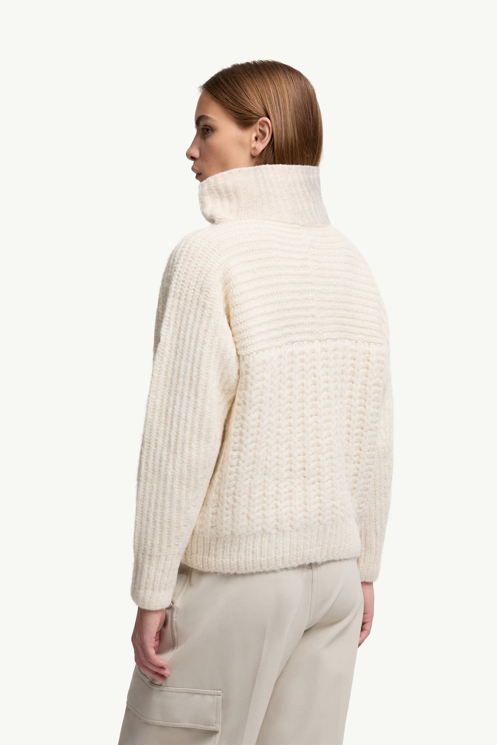 Alpaca Blend Polo Neck Jumper Women White Ivory Moncler 4