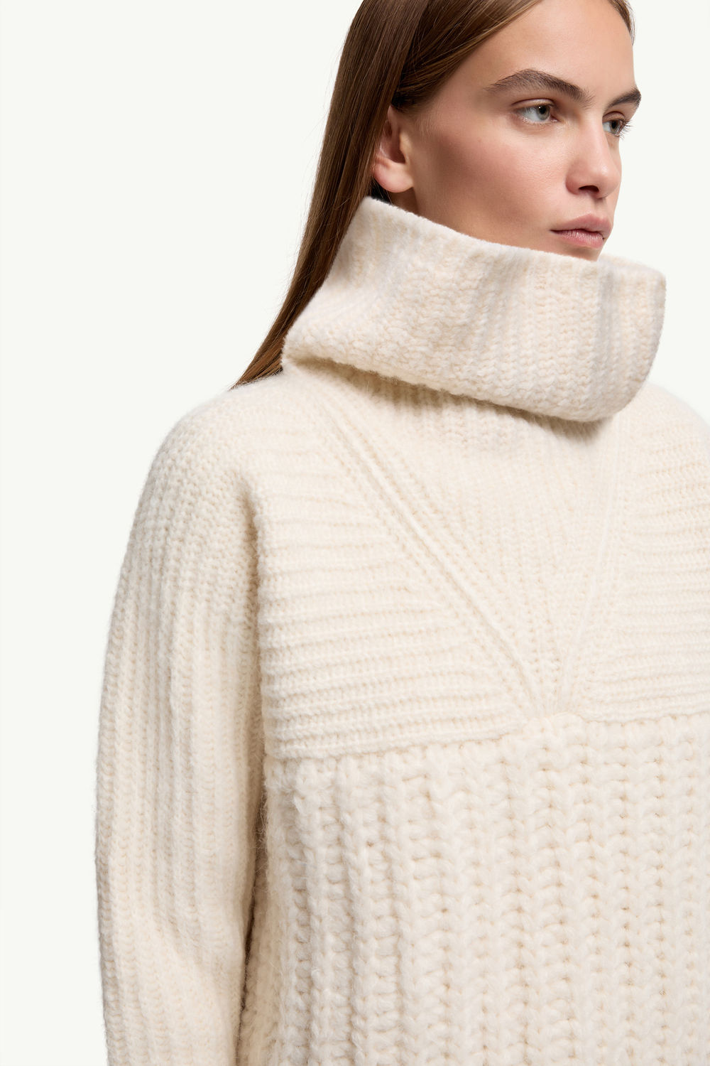 Alpaca Blend Polo Neck Jumper Women White Ivory Moncler 5