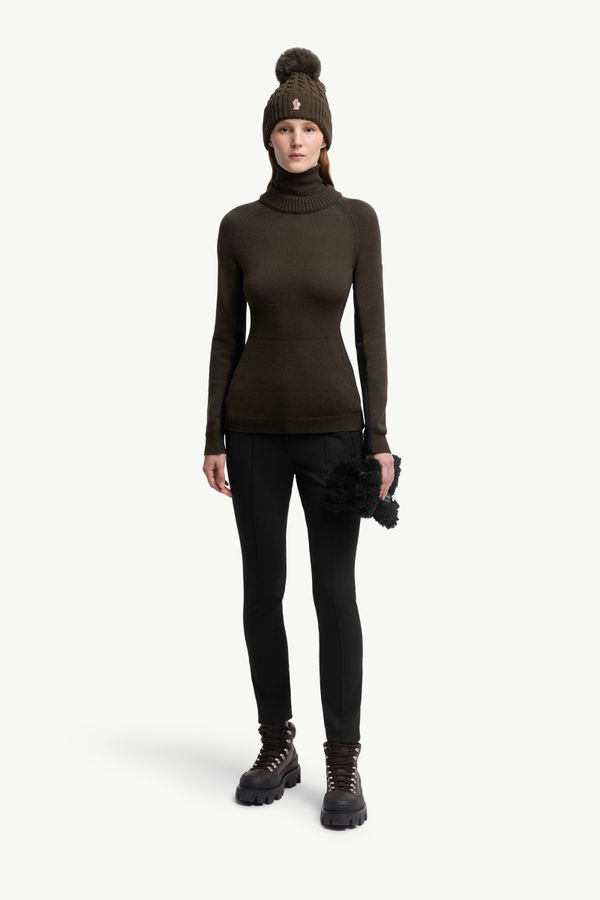 Maglione dolcevita in lana Donna Verde Scuro Moncler 0