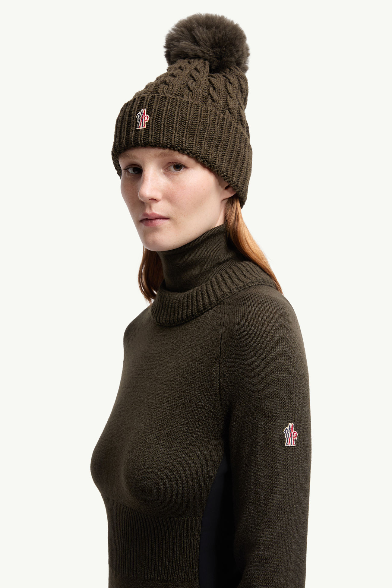 Rollkragenpullover aus Wolle Damen Dunkelgrün Moncler 1