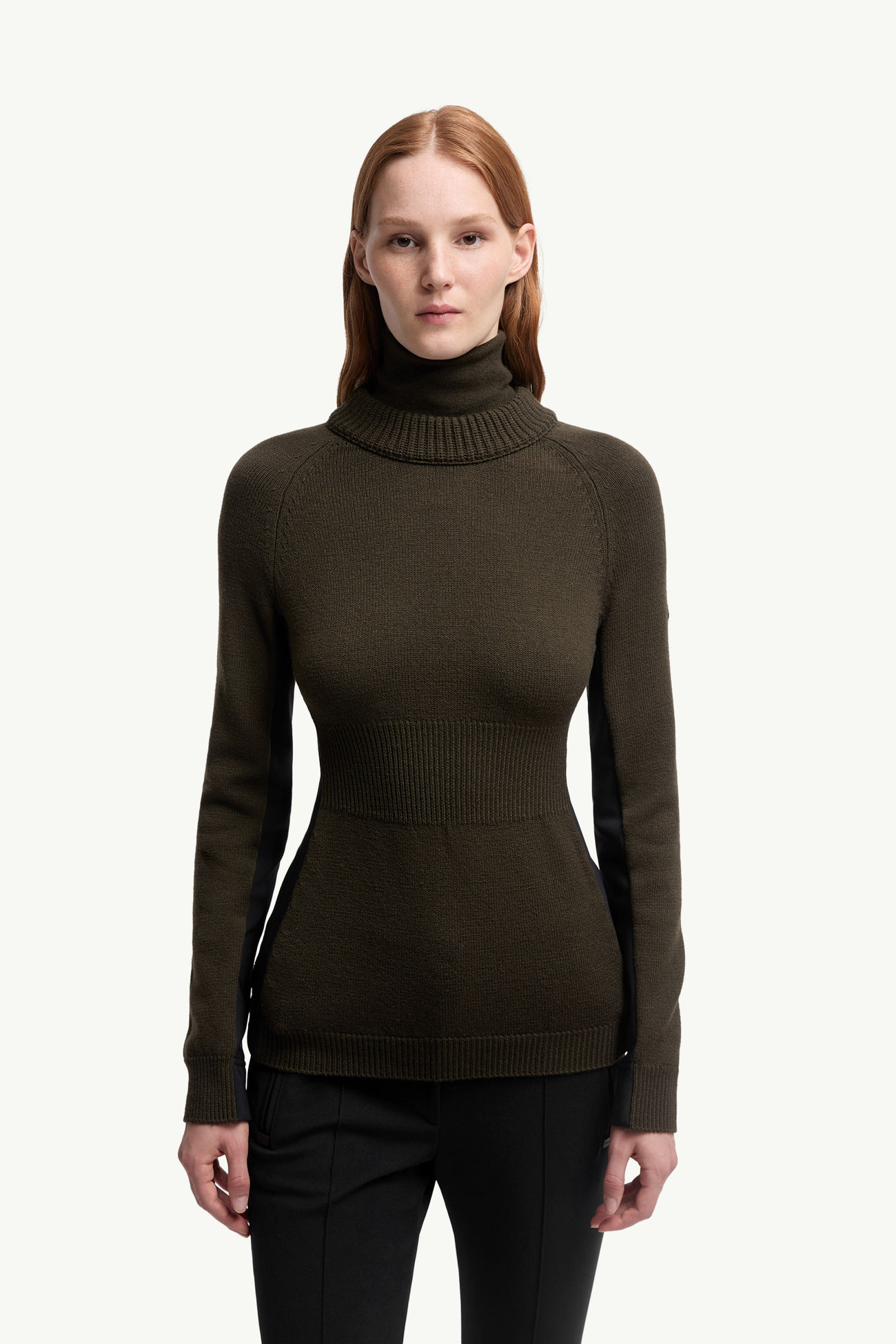 Wool Polo Neck Jumper Women Dark Green Moncler 3