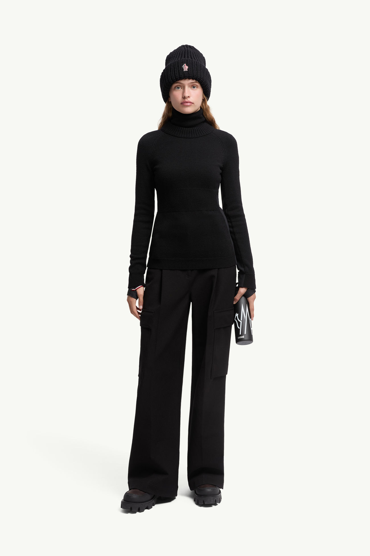 Rollkragenpullover aus Wolle Damen Schwarz Moncler 0