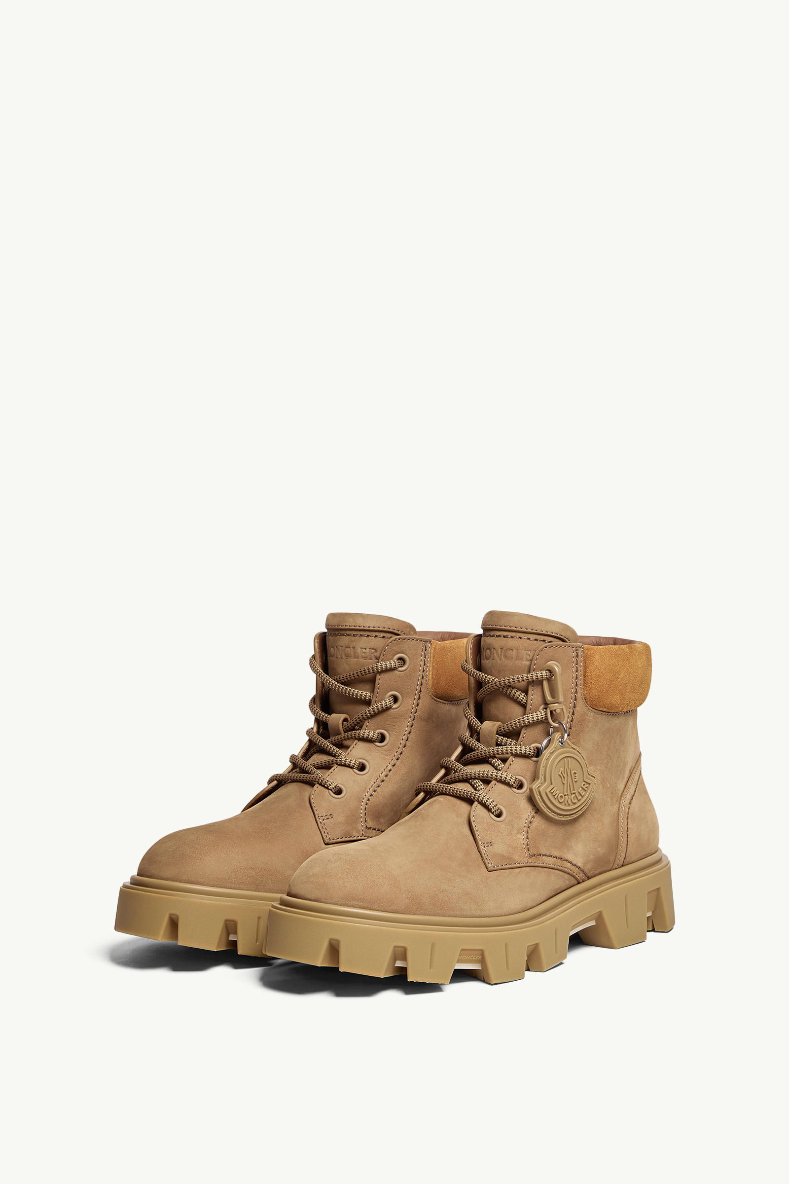Peak City Nubuck & Suede Lace-Up Boots Men Khaki Moncler 3