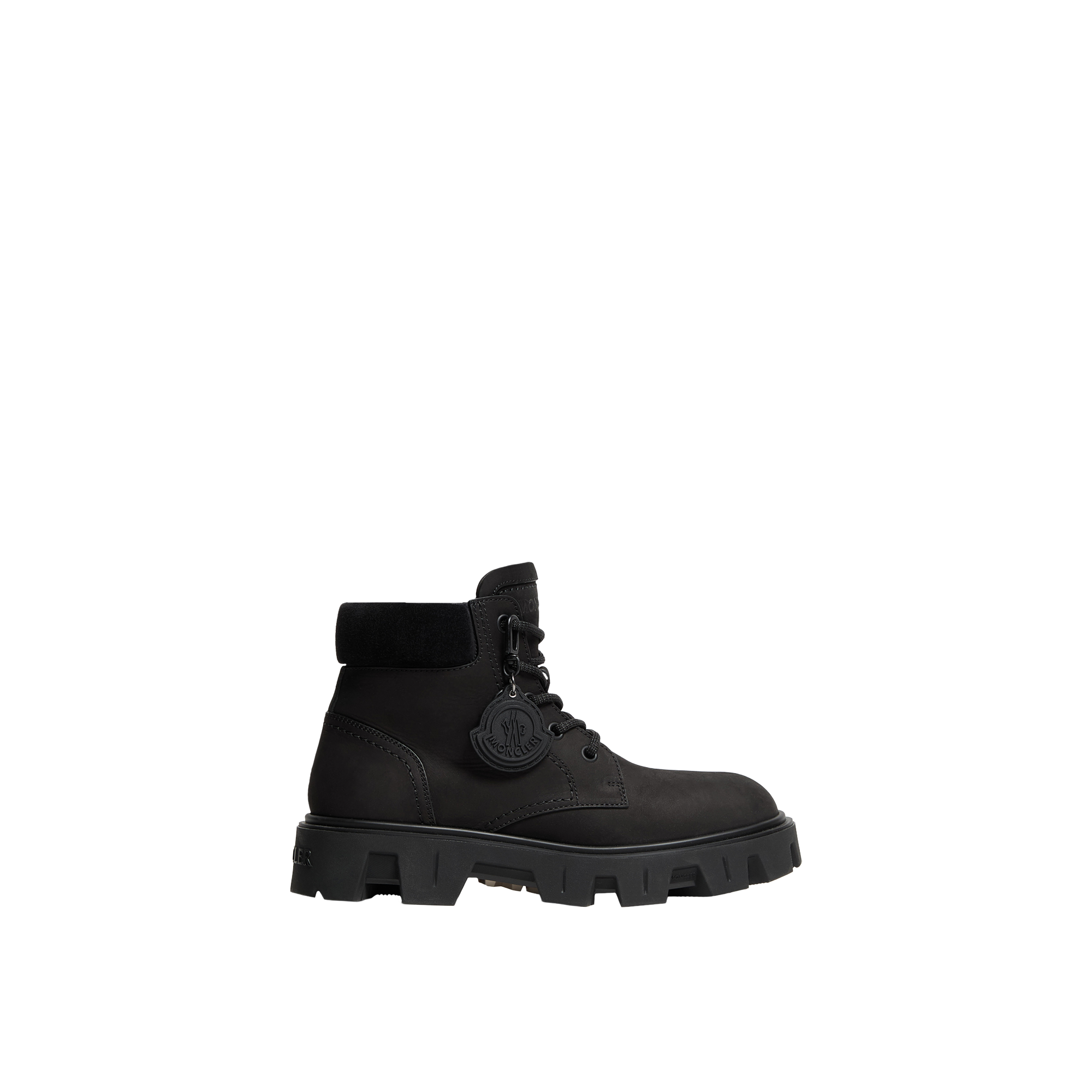 Moncler   Peak City Nubuck & Suede Lace-Up Boots for Men in Black, Size: 42